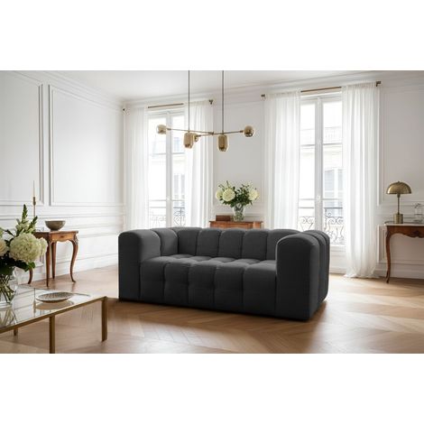 Sofa Designersofa SOLVIE 2-Sitzer in Stoff Moly Anthrazit