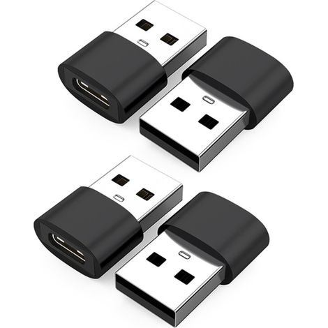 Adaptateur USB vers USB-C Pack de 4 – Type-C femelle vers USB-A mâle, USB 2.0 charge et données, conversion PD et audio, couleurs multiples (1/5)