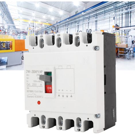 Disjoncteur à boîtier moulé CC 1000 V 4 pôles, interrupteur de protection de batterie, sectionneur MCCB, interrupteur principal de panneau solaire ZYM1-250MPV/4P 250 A (1/5)