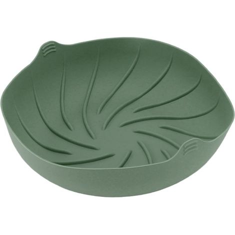 Grand panier rond en silicone résistant aux hautes températures pour friteuse, autocuiseur et four à micro-ondes, couleur vert foncé. (1/5)