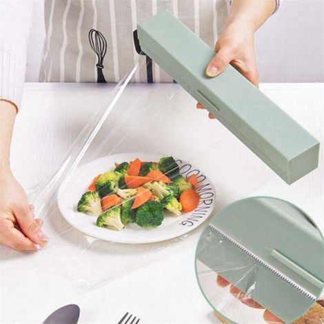Distributeur et Coupe-Film, Distributeur de Film Plastique, Distributeur de Film Plastique pour Film Plastique, Papier d'aluminium, Accessoires de Restaurant de Cuisine à Domicile (Bleu)