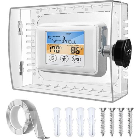Boîtier de thermostat grand format avec couvercle de protection transparent et système de sécurité à code pour le contrôle de la température et protection anti-effraction (1/5)