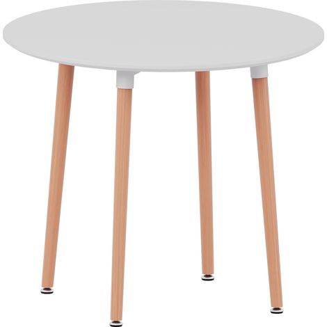 Batley 4 Seater Round Dining Table MDF Solid Beech Wood Dining Kitchen Furniture, White