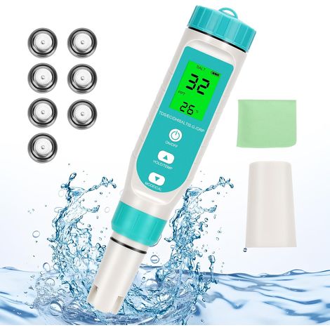 Testeur 7 en 1 pH, TDS, EC, Salinité, ORO, Température Haute Précision pour Eau Potable, Piscine, Aquarium (1/5)