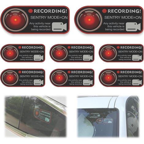 Lot de 8 Autocollants Caméra de Surveillance pour Voiture - Signalisation Sécurité Dissuasive - Alarme et Vidéoprotection pour Taxi, Camion et Bus - Adhésif Résistant aux Intempéries et UV (1/5)