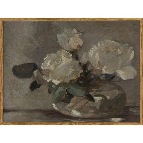 Toile Décorative - Peinture Murale - Fleur Blanche Sur Toile - Pour Salon Chambre Salle De Bain Cuisine Bureau - 20 x 25 Cm - 1 Pièce (1/5)