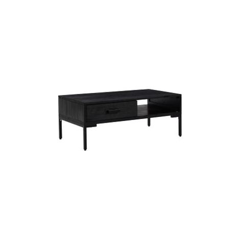 Table basse Noir 90x50x35 Bois de pin massif (1/5)