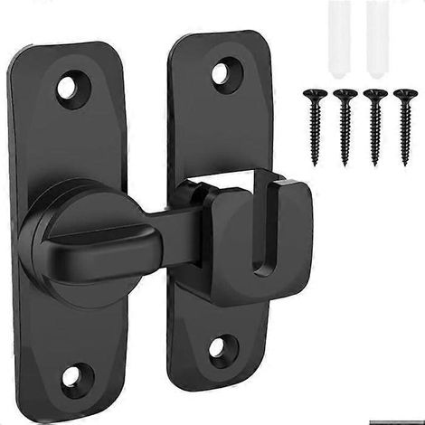 Verrou de porte de grange à 90/180 degrés, petit loquet de portail à bascule, verrou de sécurité pour porte coulissante (idéal pour les armoires, granges, salles de bain, jardins) (noir - 1 pièce) (1/5)