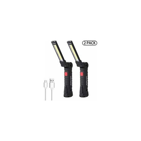 Lot de 2 lampes de travail LED rechargeables, base magnétique, 5 modes, garage, camping –