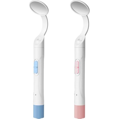 Lot de 2 miroirs dentaires avec lumière – Miroir buccal USB avec Technologie antibuée à Insertion directe, miroirs d'examen internes à Double Source de lumière LED en Rose et Bleu (1/5)