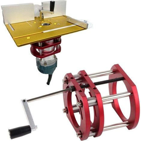 Ascenseur de Routeur, Kit de Système de Levage de Routeur en Métal pour Plaque de Base D'insertion de Scie à Table de Routeur, Serrage à 4 Mâchoires