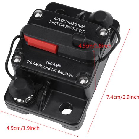 Disjoncteur de circuit audio stéréo voiture 12V-42V à réarmement manuel 100A (1/5)