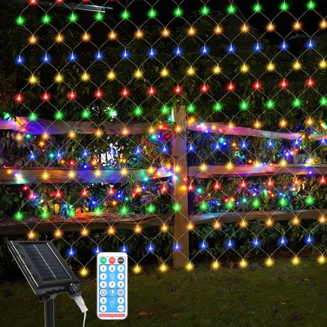 TolleTour LED Solar Lichternetz 2x2M Bunt Lichterkette Weihnachtsbeleuchtung Lichtervorhang Innen Außen Deko 8 Modi IP44 (1/5)