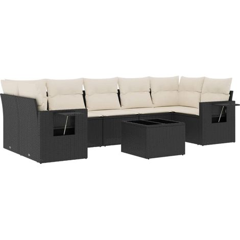 Maison Exclusive - Set Divani da Giardino con Cuscini 8 pz Nero in Polyrattan (1/3)