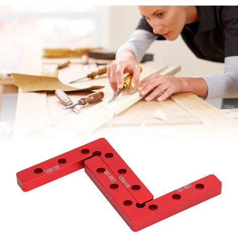 Ensemble de 2 règles d'angle droit de positionnement rouges non graduées de 120 mm (1/5)