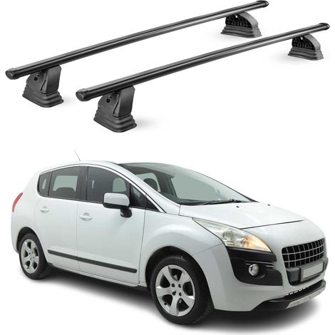 OMAC Stahl Dachträger Querträger Peugeot 3008 I 2009-2016 – TÜV / DIN 75302:2019 – Abschließbar – Max. 75 kg – 2 Stangen – Schwarz (1/5)
