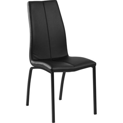 Silla tapizada Asama, piel ecológica negra, base de metal. (1/5)
