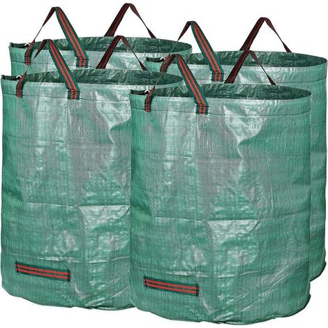 Lot de 4 Sacs de Jardin Réutilisable 120L Sacs de Déchets Jardin Pliable avec Poignées (1/5)