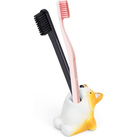 Porte-Brosse à Dents Enfant Corgi - Support Mignon en Résine pour Salle de Bain et Bureau, Rangement Hygénique pour Brosse à Dents et Stylos (1/5)