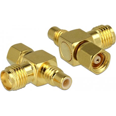 HF Adapter SMC Buchse  SMC Stecker  SMA Buchse T-StÃ¼ck Delock