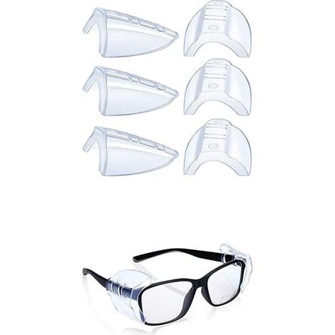 Seitenschutz für Schutzbrillen, 3 Paar transparente, flexible Seitenschutze zum Aufstecken für Schutzbrillen mit kleinen bis mittelgroßen Brillen