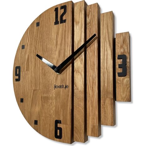 Asymmetrie-Wanduhr aus Eiche, 30 cm