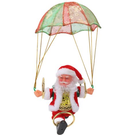 Adornos navideños con forma de paracaídas: suave, seguro y ecológico, con forma decorativa original. Juego de 4 adornos colgantes.