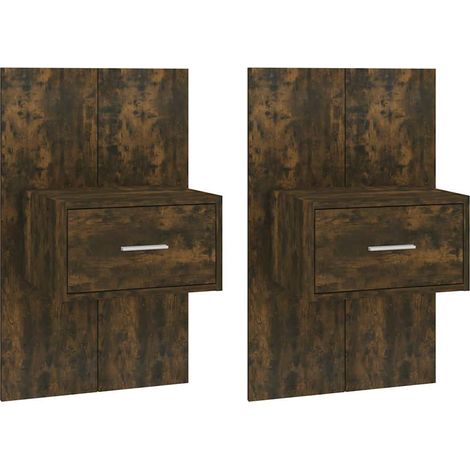 Maison Exclusive - Mesita de noche de pared 2 unidades color robl (1/5)