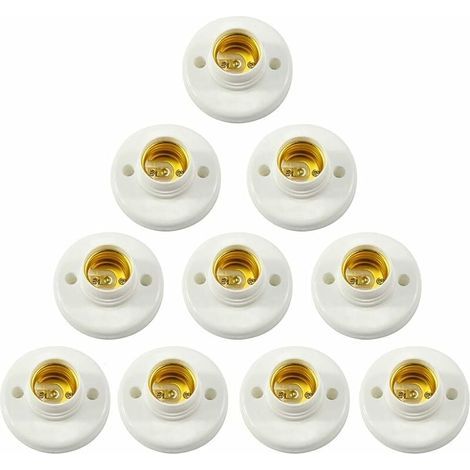 Portalampada E27, attacco a vite da parete, adattatore convertitore base lampadina LED, per lampadina E27, attacco a vite rotondo in plastica, 10 pezzi (1/4)