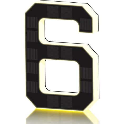 Placa de puerta iluminada (tamaño 6 - negra, 23 cm). Placa de puerta exterior con energía solar, apta para uso en exteriores. (1/4)