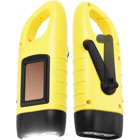 2er-Set Solar-Taschenlampen, LED-Solar- und Kurbel-Taschenlampe, wiederaufladbare Notfallleuchte für Outdoor-Aktivitäten (1/5)
