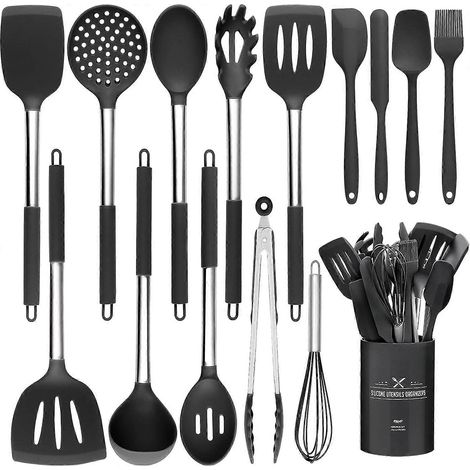 Ustensiles de cuisine professionnels, résistants à la chaleur et ne fondant pas, inodores, sans BPA, compatibles avec les revêtements antiadhésifs et dotés de poignées anti-brûlures. (1/4)