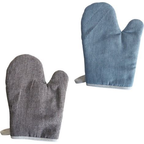 CCYKXA 2-Piece Thick Heat Resistant Oven Gloves, Anti-Scald Protection for Oven and Microwave, Blue and Brown Set (1/5)
