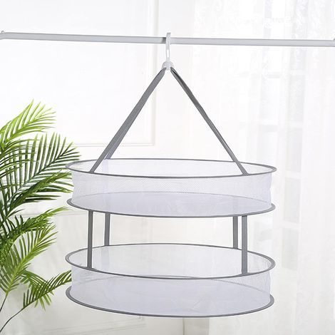 Support de Séchage de Vêtements Pliable Sèche-linge à Accrocher Niveaux Pliable en Filet Séchage Net Etendoir Pliant Etendoir Suspendre Vêtements Panier pour Chandail, Délicat et Maillot de Bain(2pcs) (1/5)