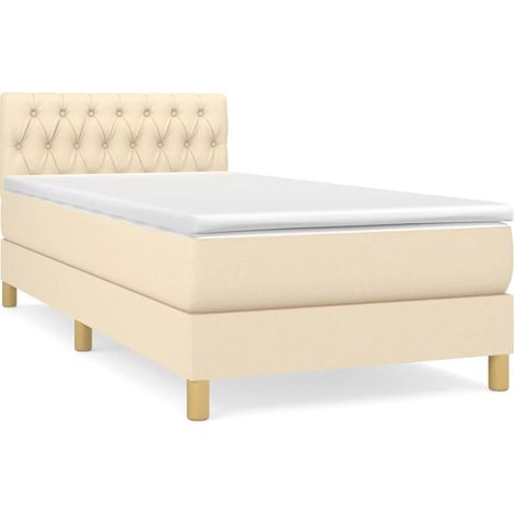 Maison Exclusive - Cama box spring con colchón tela color crema 9 (1/5)