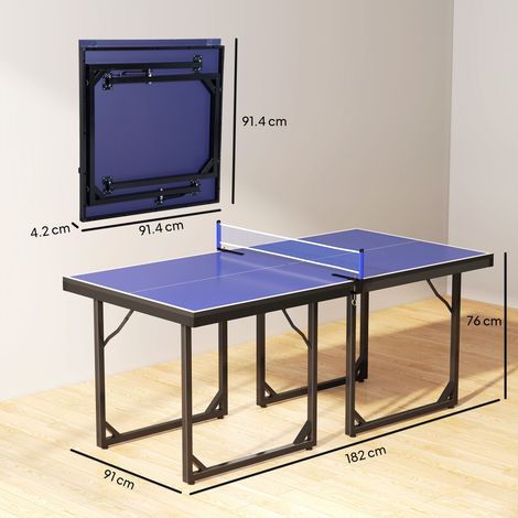 Table de ping-pong d'intérieur pliable avec filet, aucun assemblage requis, 182 x 91 cm, bleue et violette. (1/5)