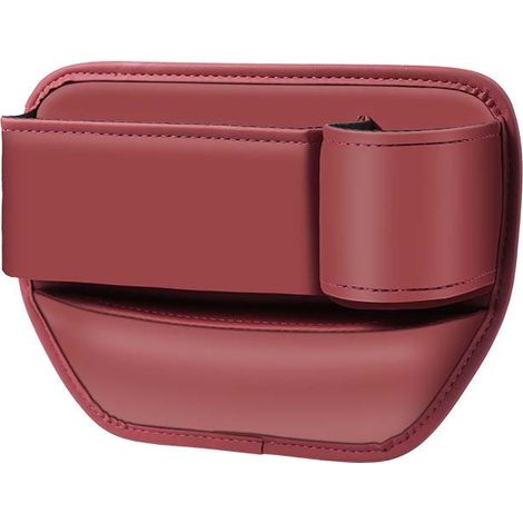 Scatola Portaoggetti In Pelle Pu, Organizer Per Riempire Lo Spazio Del Sedile Dell'auto Per Telefoni Cellulari, Portafogli, Carte, Monete, Tazze, Stessa Direzione (Rosso Bordeaux + Portabicchieri Pass