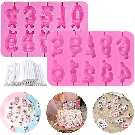 Moule à sucettes en silicone monobloc, moule à chocolat numérique pour la décoration de gâteaux d'anniversaire (1/5)