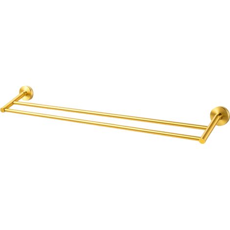 BALNEO - double barre porte-serviettes en acier inox doré - porte-serviettes 60 cm QUBE inoxydable - barre de salle de bain (1/2)