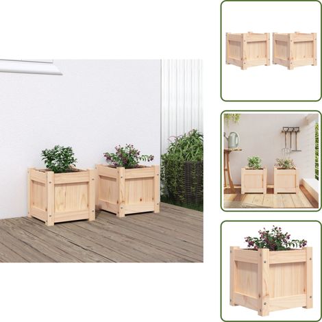 Jardinières 2 pcs bois de pin massif - Jardinières En Bois - Jardinière Extérieure - Pots De Fleurs - Déco Jardin - Balcon (1/5)