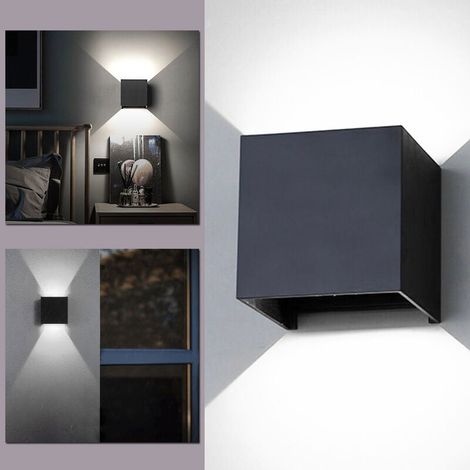 Applique murale LED d'extérieur moderne pour escalier couloir éclairage carré vers le haut et bas décoration W froid IP65 7 noir blanc (1/4)