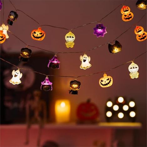 Guirlande Lumineuse Halloween, 3 Mètres de Long, 20 LED, Fonctionne sur Piles, 8 Modes Clignotants (1/5)