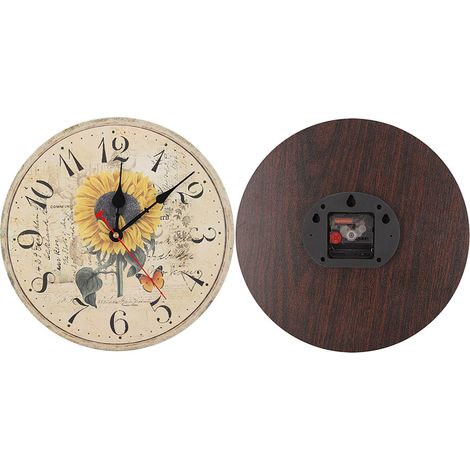 Horloge murale décorative 12" style rétro coloré, silencieuse, à quartz (4) (1/5)