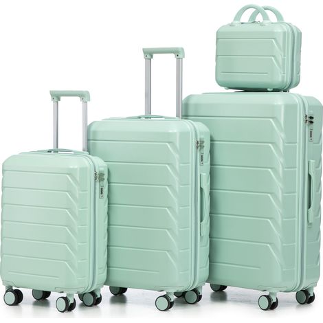 Ensemble de valises tournantes ABS 4, 4 pièces, vert, pour maison et usage quotidien, format pratique, style moderne et facile à associer