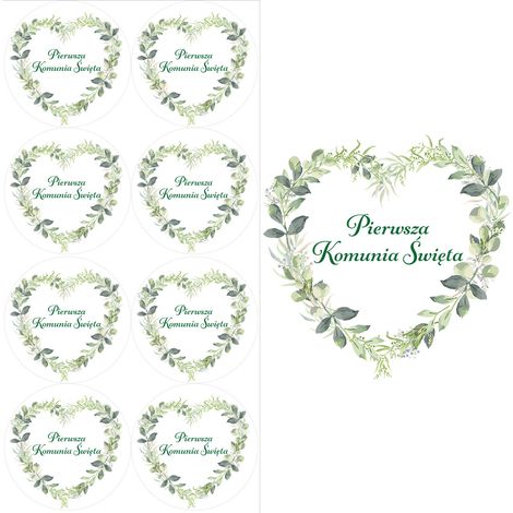 Adesivi per la Prima Comunione a forma di CUORE, 8 pezzi, 45 mm, 1 set