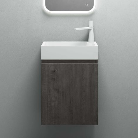Mai & Mai Ensemble de Meuble de Salle de Bain Meuble sous Lavabo Suspendu Gris-brun 46x26x63cm avec Vasque PS02