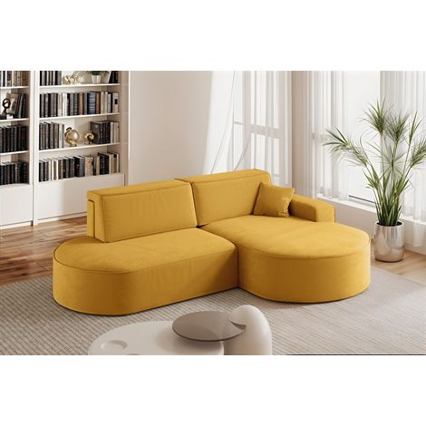 Ecksofa Schlafsofa Sofa VENEDIG Stoff Salvador Honiggelb Ottomane Rechts (1/5)