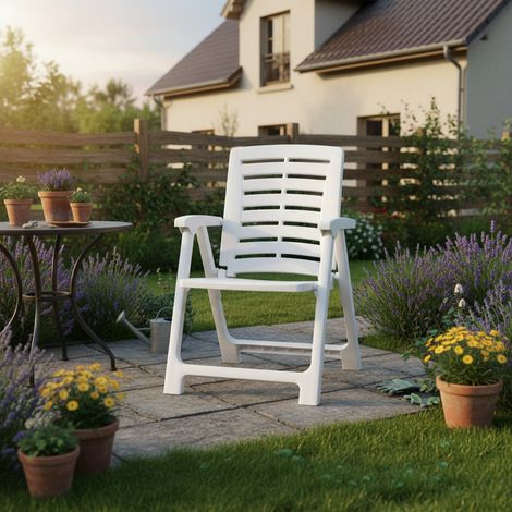Dmora Klappbarer Campingstuhl, Made in Italy, 55x59x82 cm, Farbe Weiß (1/3)