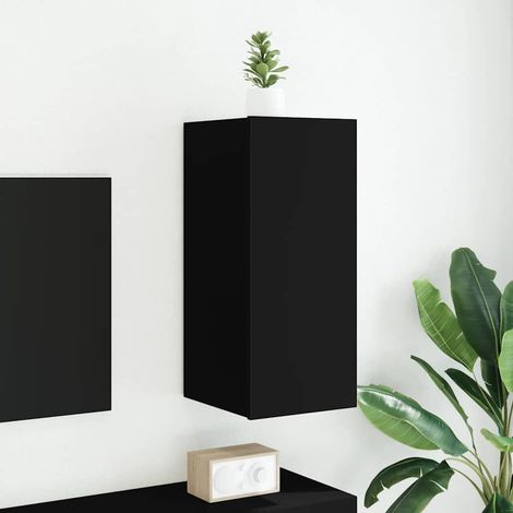 TV-Wandschrank mit LED-Leuchten Schwarz 30,5x35x70 cm (1/5)