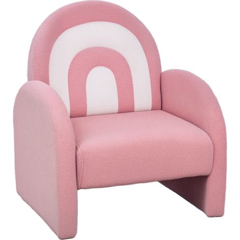 Canapé enfant rose arc-en-ciel en tissu polaire doux, 45x41x52 cm, mobilier enfant design sobre pour chambre pratique et confortable